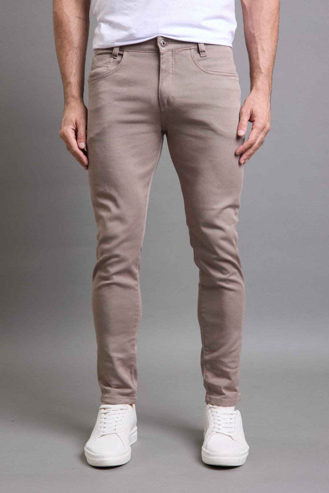 Calça Sarja Slim Masculina Five Pockets Lemier Collection Caqui
