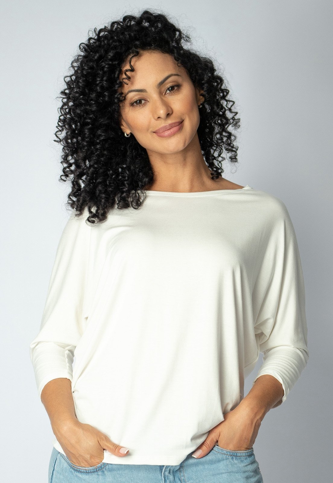 Blusa Morcego Amazonia Vital Ampla Manga 3/4 Branca
