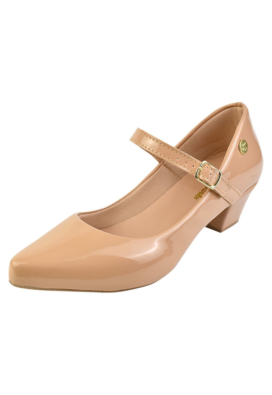 Scarpin Feminino Boneca Bico Fino Salto Baixo Nude
