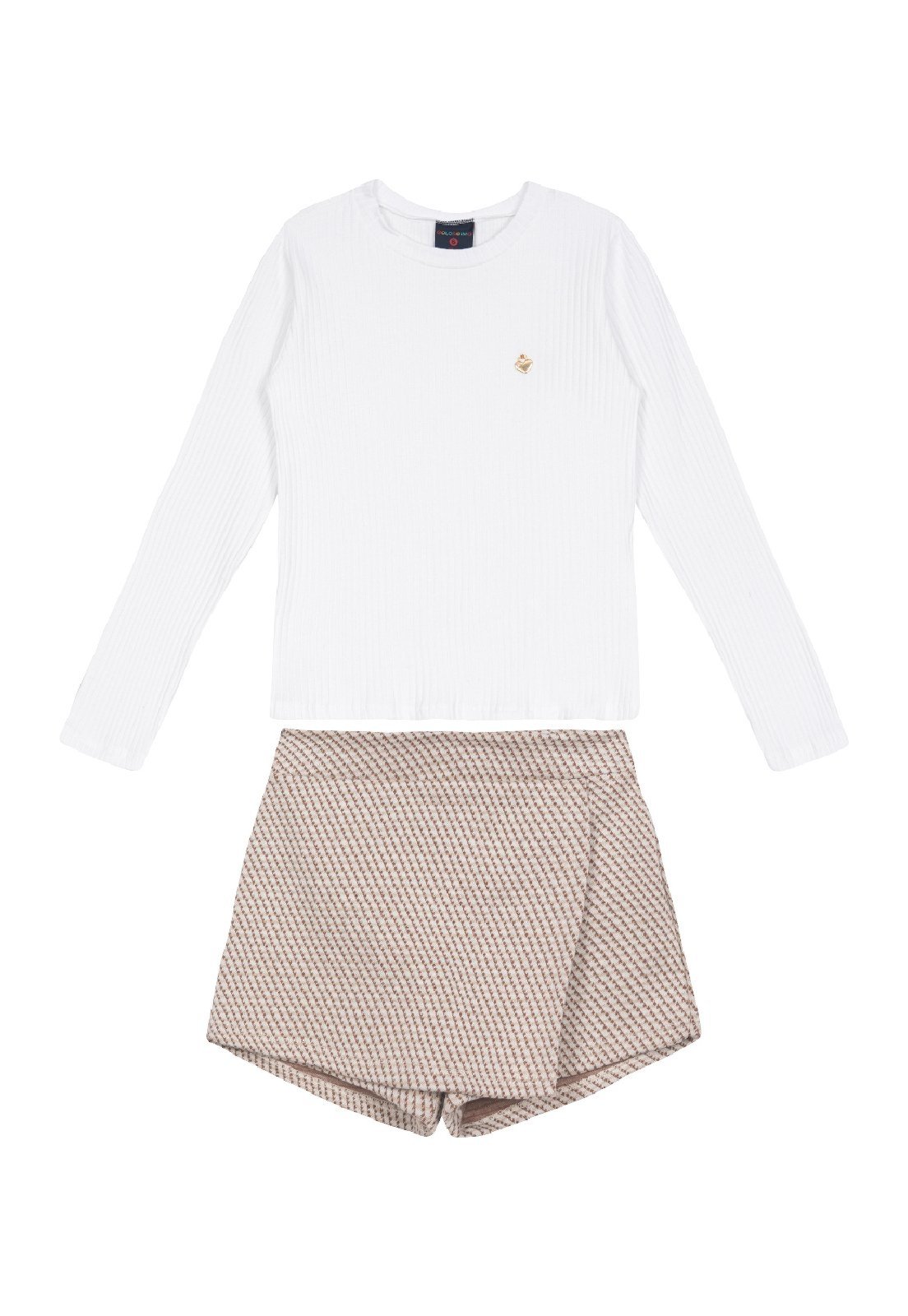 Infantil - Conjunto para Menina de Blusa e Short-Saia Guloseima Branco