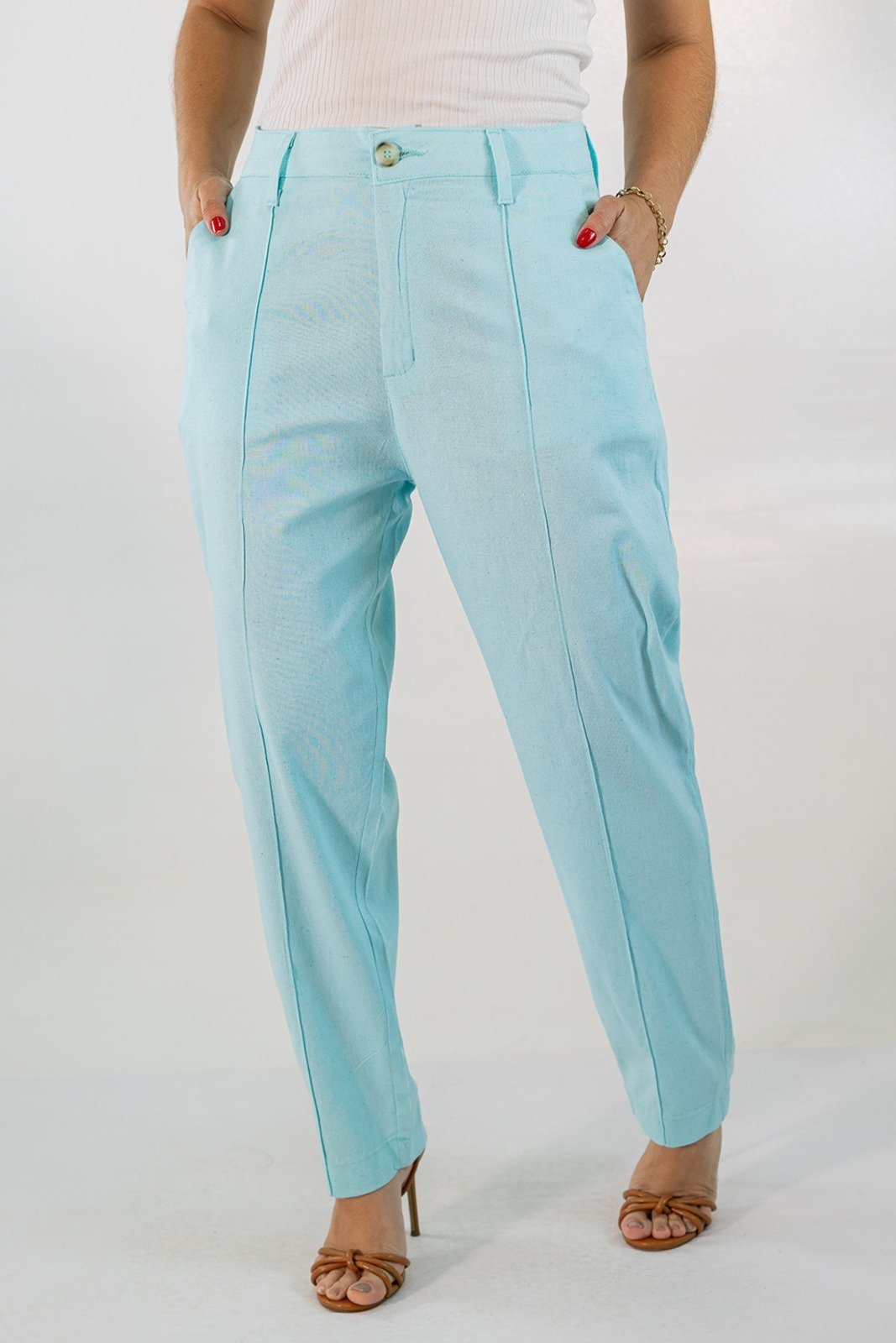 Calça Feminina Mom Alta Linho Elastano Anticorpus