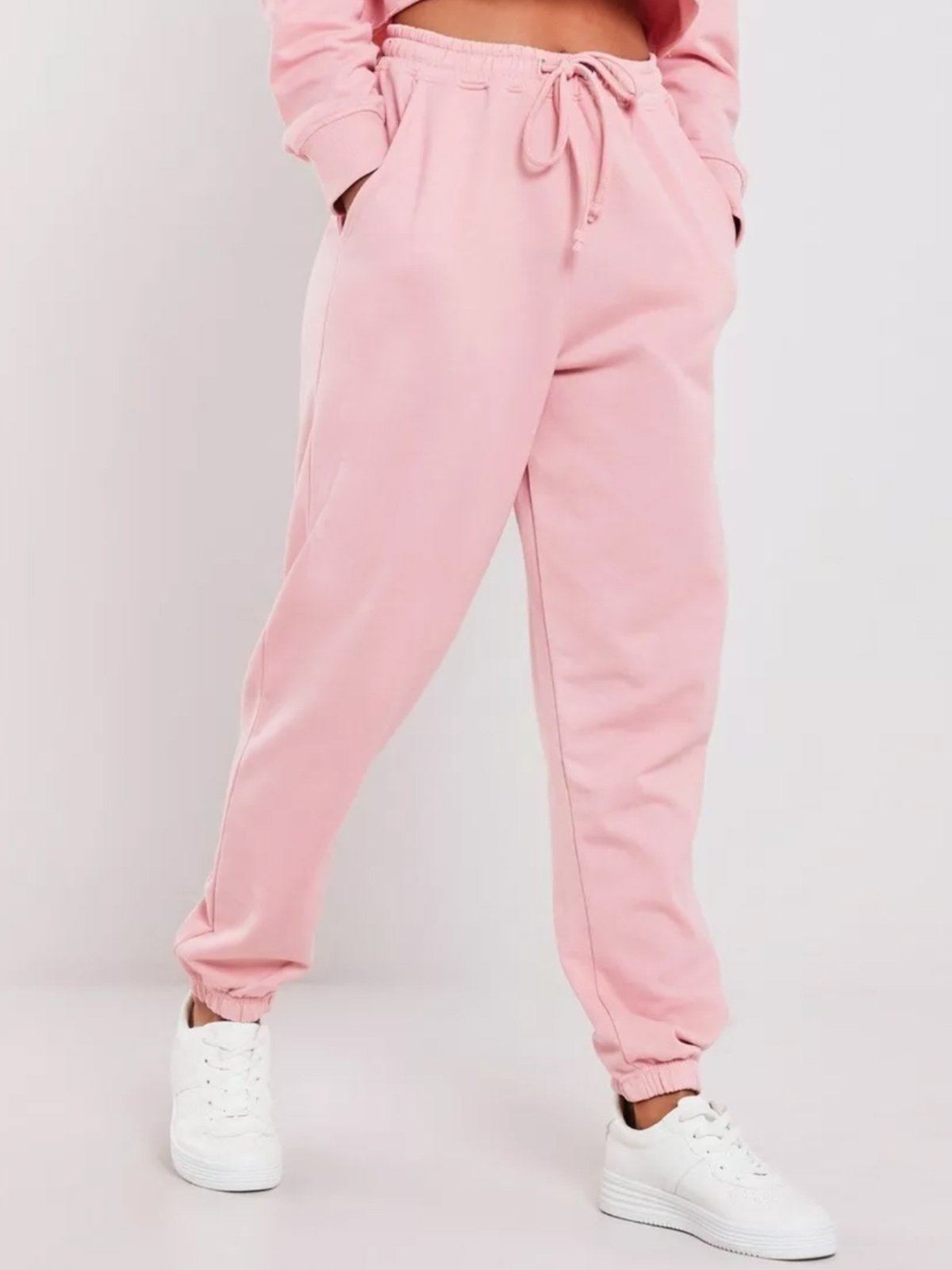 Calça Moletom Algodão Jogger Flanelado Algodão Moleton Liso feminino Mooboo Rosa Claro