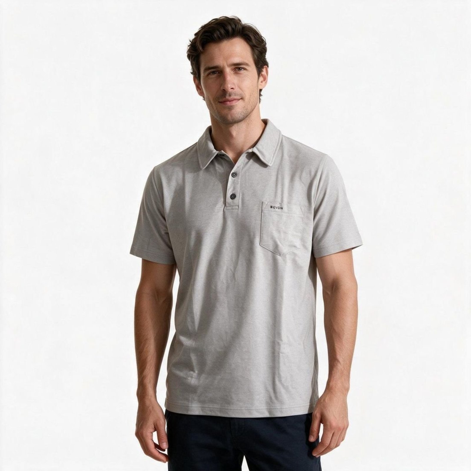 Camisa Polo Masculina Erva Daninha Cinza com Bolso 17417 - Cinza - ERVA DANINHA