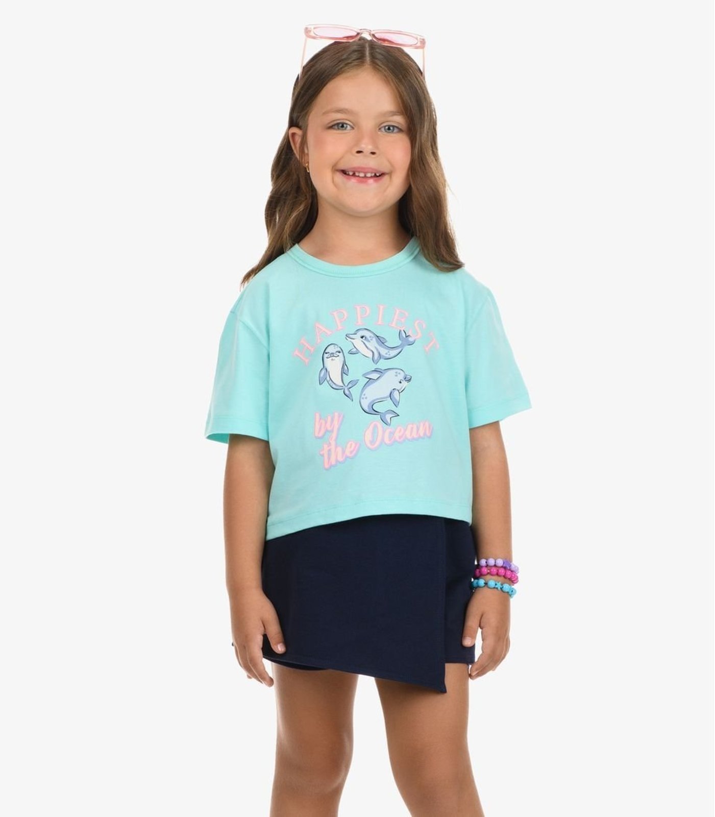 Infantil - Conjunto Blusa com Shorts Menina Rovi Azul