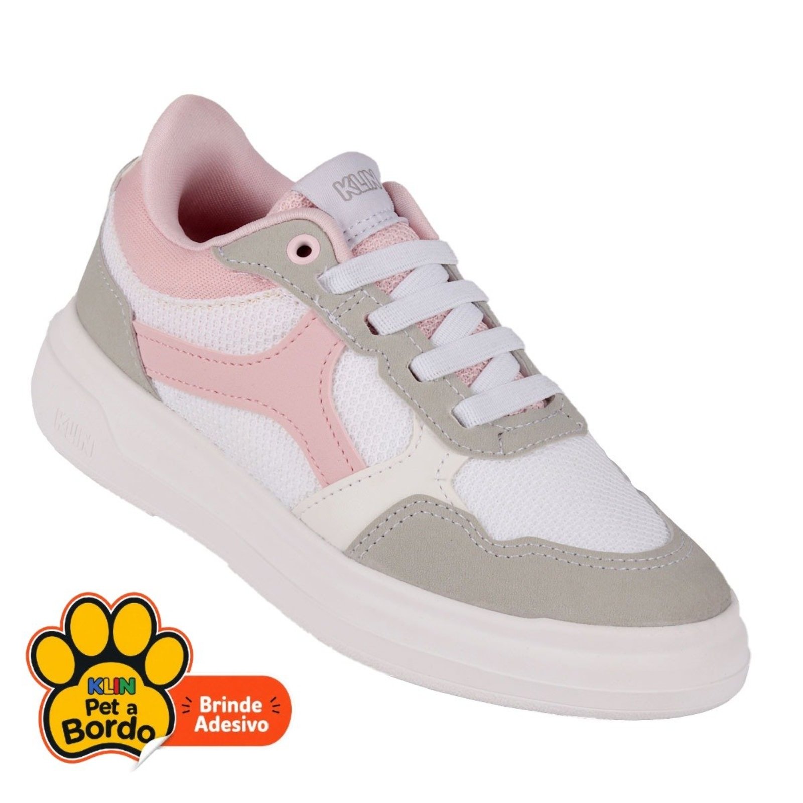 Infantil - Tênis Menina Klin Next Casual - Branco/Rosa/Cinza