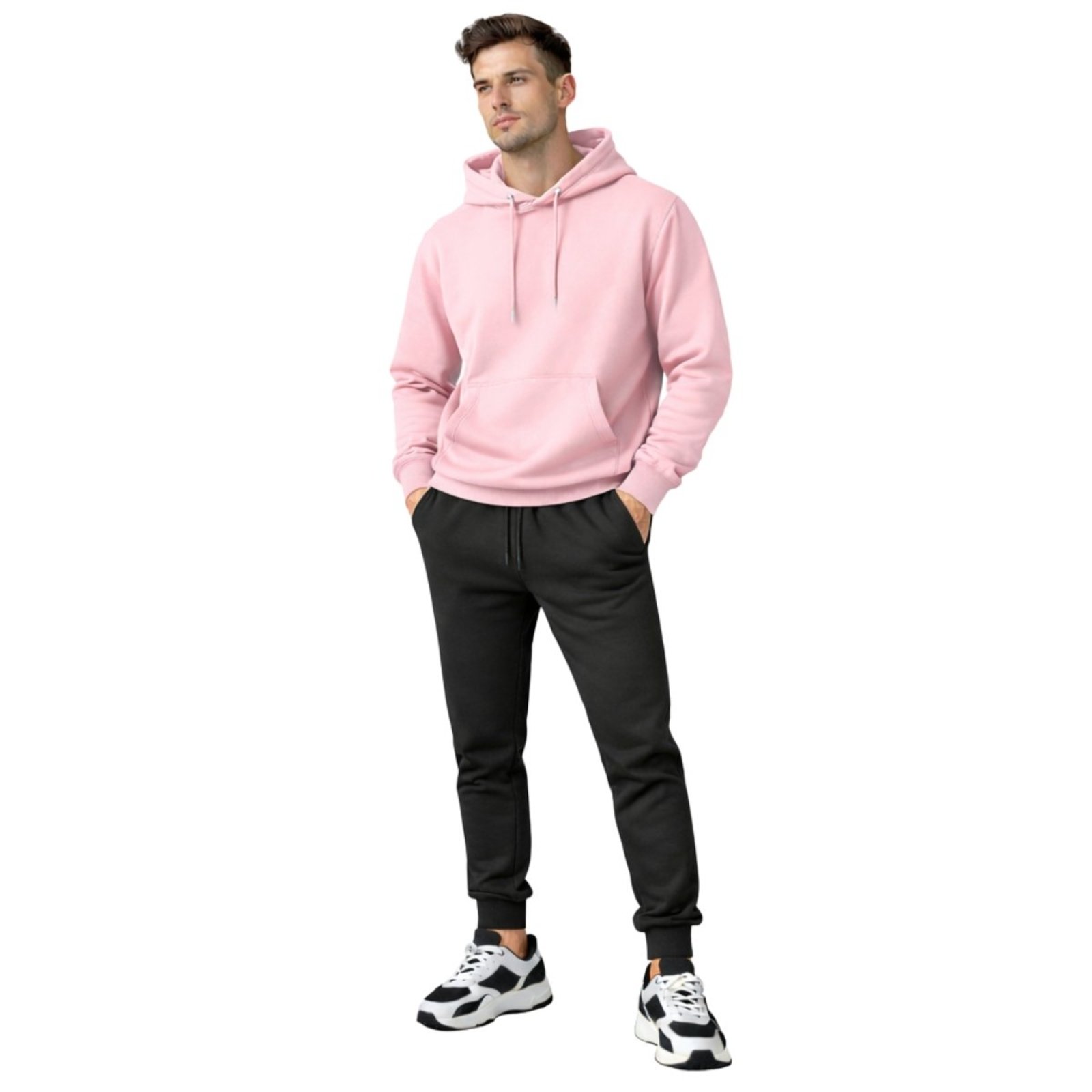 Conjunto Moletom Masculino Casaco com Capuz + Calça Jogger Casual Confortavel e Moderno Liso