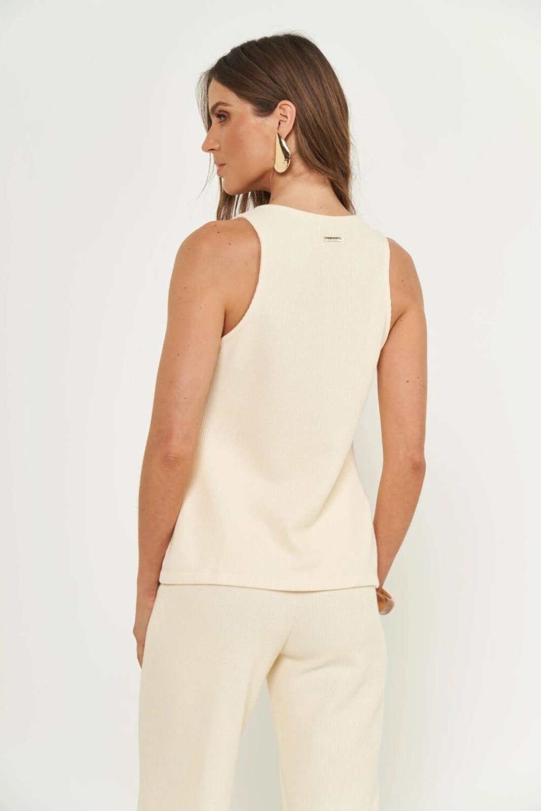 Vista 3 Blusa Comfort Com Amarração Frontal Colcci Affogato bege Colcci bege
