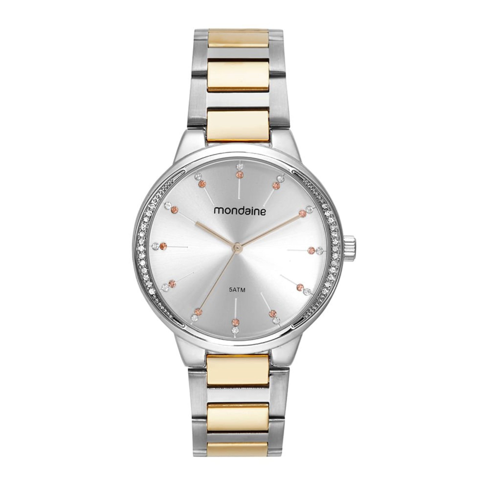 Relógio Feminino Cristais Coloridos Bicolor Mondaine