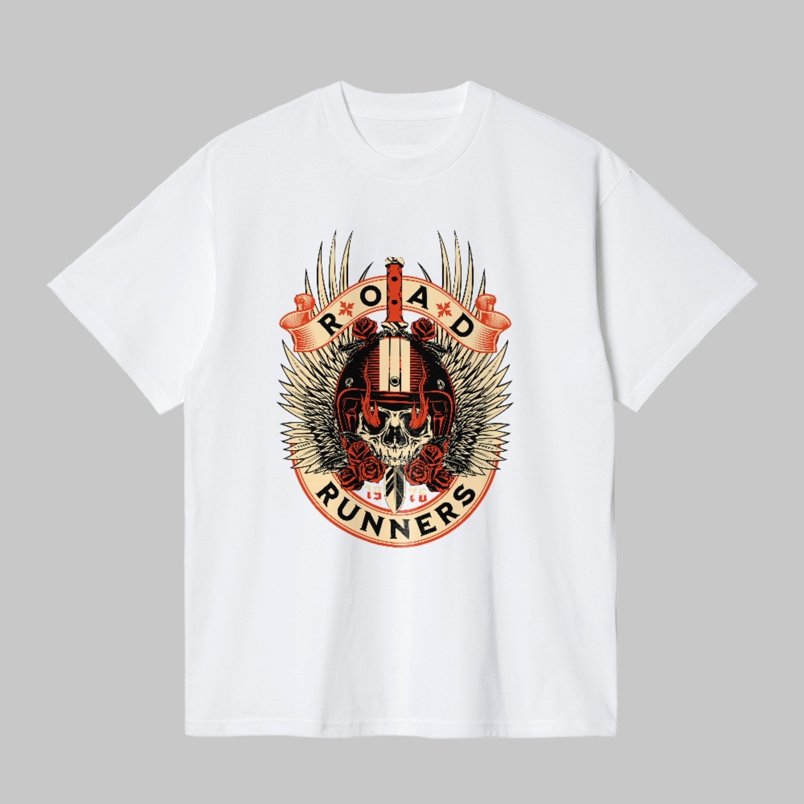 Camiseta Básica Road Runners Motorcycle Vintage Unissex Branco