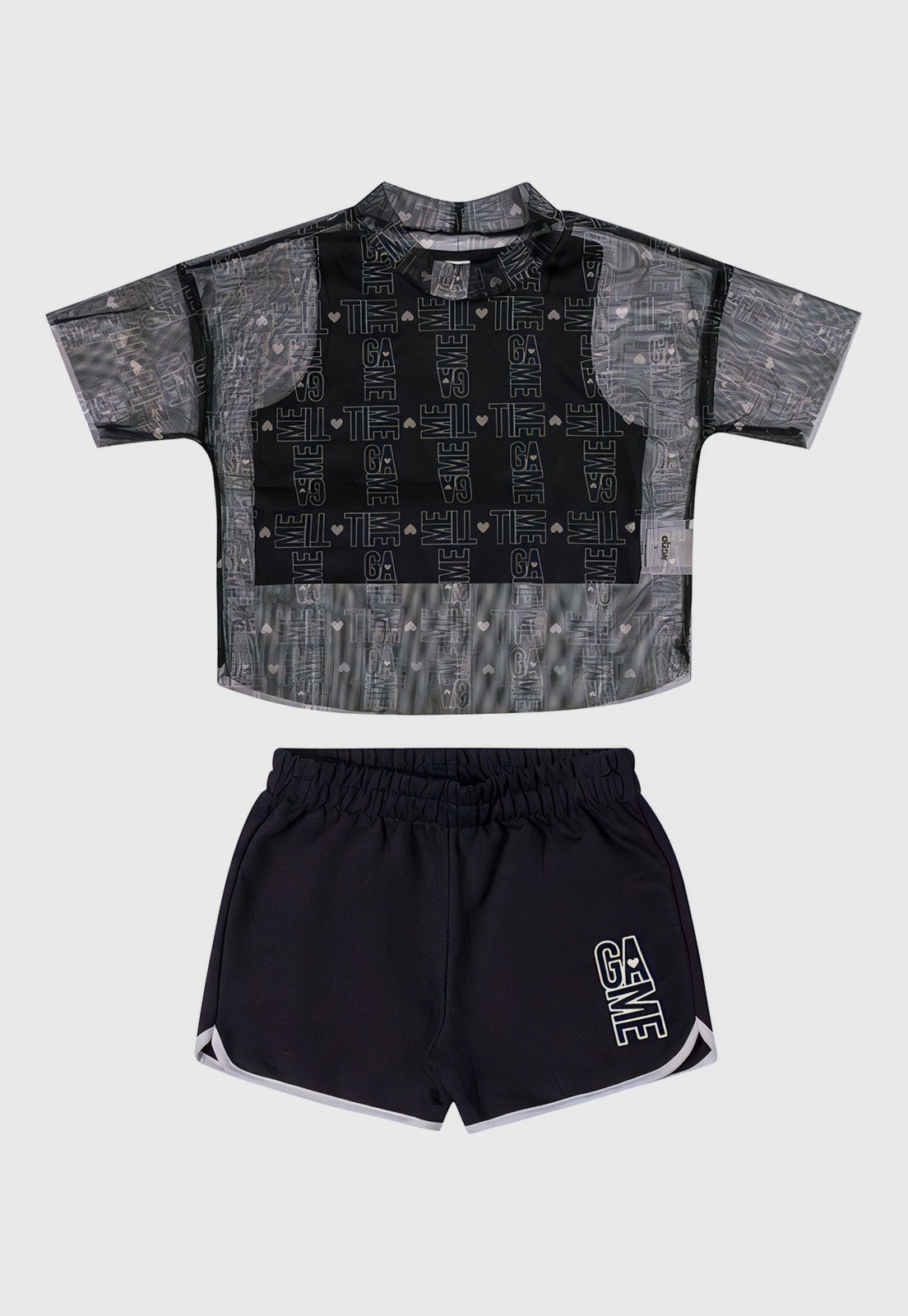 Infantil – Conjunto 2pçs Manga Curta Elian Blusa E Short Preto