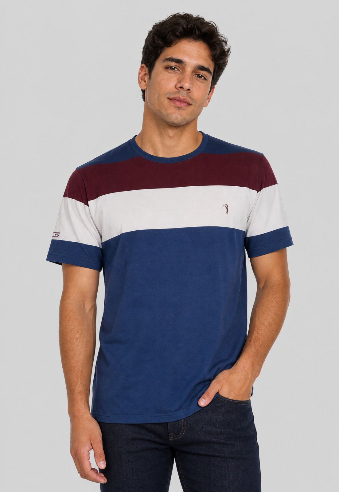 Camiseta Masculina Aleatory Listrada Azul
