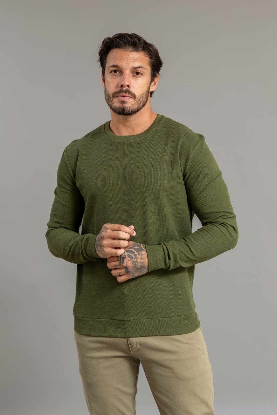 Blusa Moletom Masculina Manga Longa Texturizada Dialogo Verde