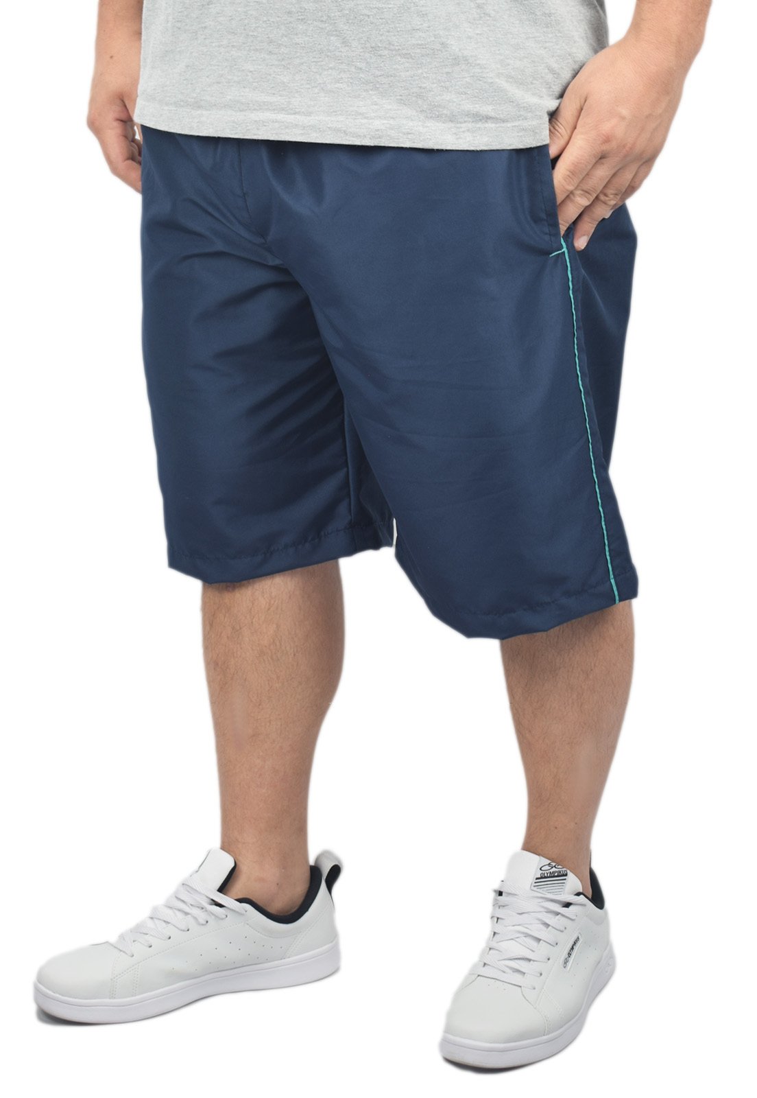 Bermuda Plus Size Tactel Com Elastano G6 Extra Grande Azul Escuro