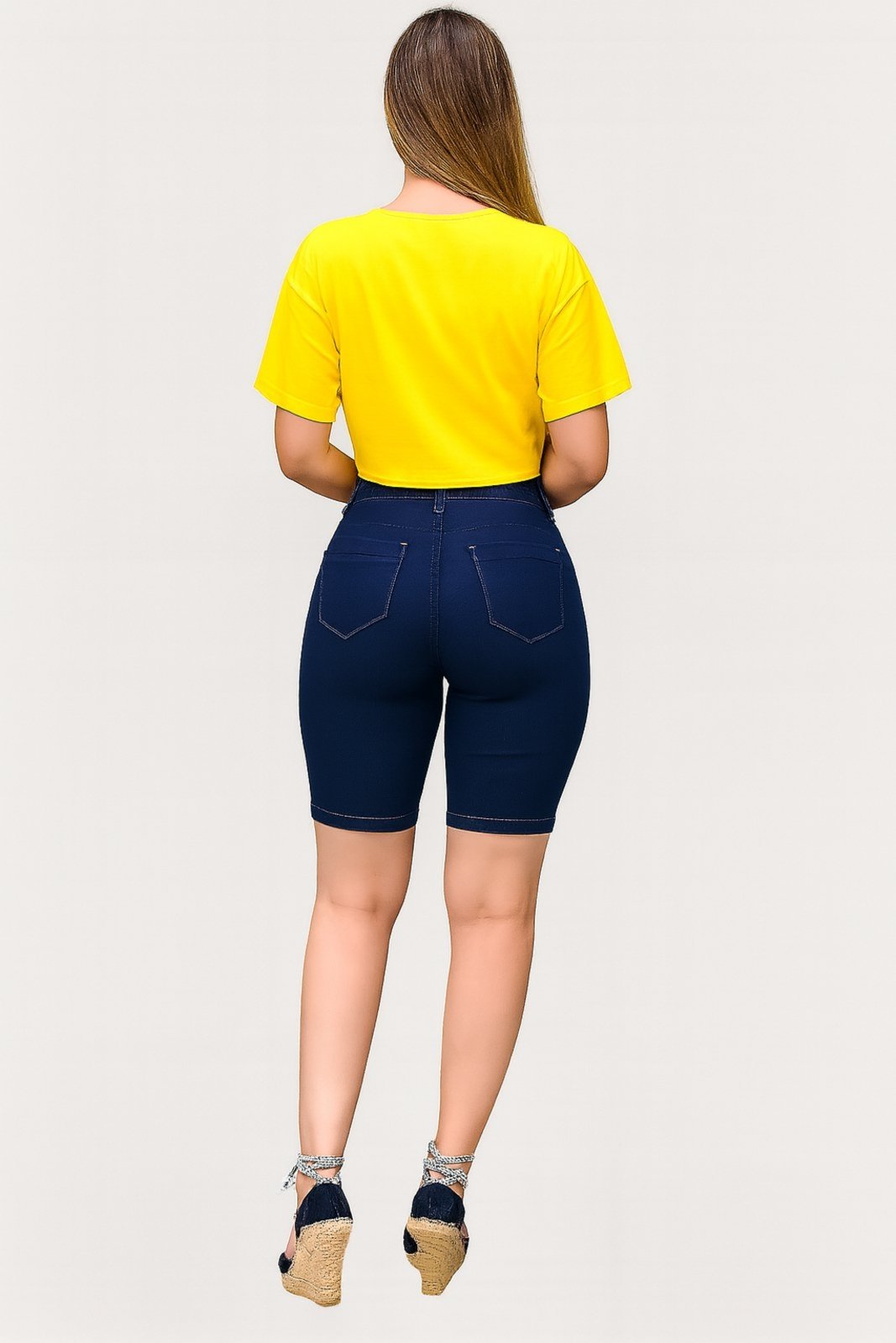 Vista 3 Bermuda Cós Alto D Bell Outlet Fashion Escuro azul/jeans D BELL OUTLET FASHION azul/jeans