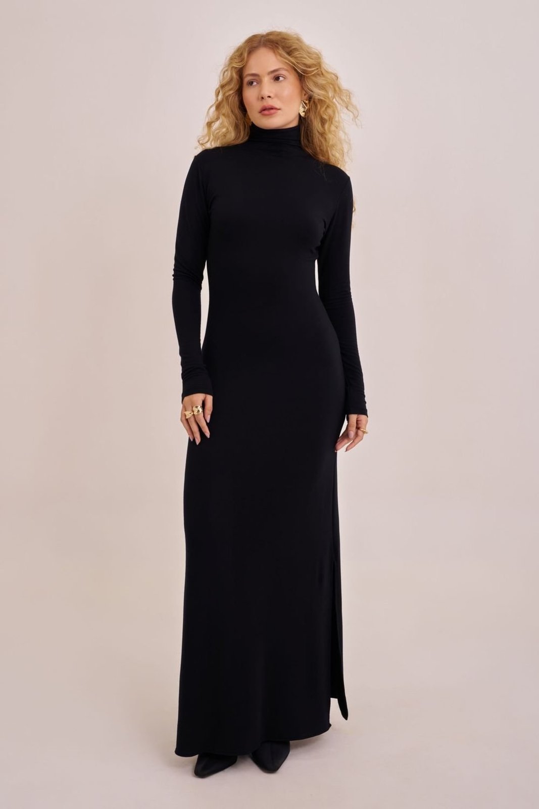 Vestido manga longa bamboo júlia preto Suntime