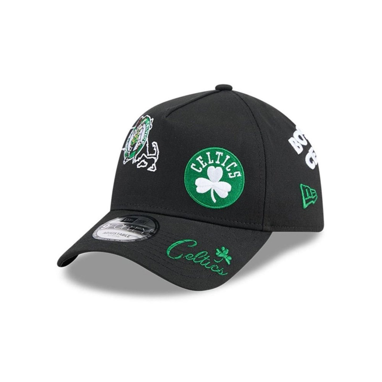 Bone New Era 9FORTY A-Frame Snapback Boston Celtics NBA Preto