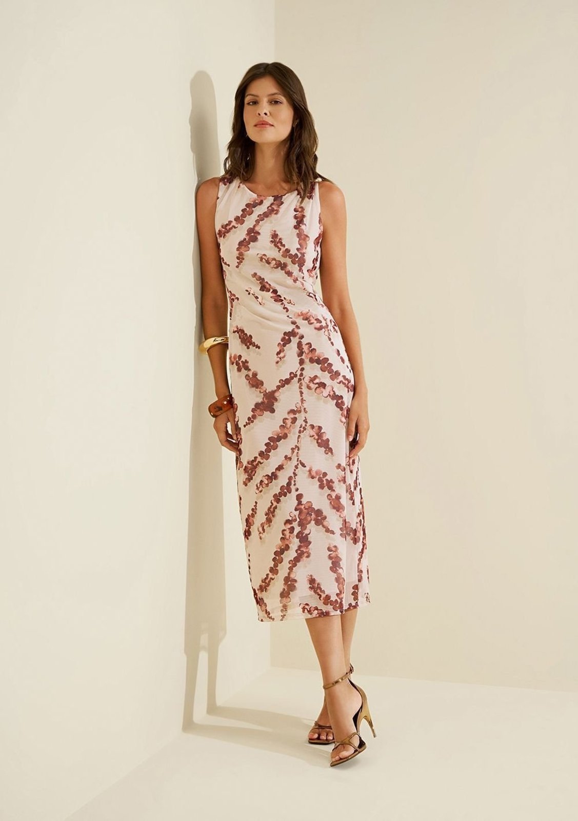 Vestido Midi Flora - Bege