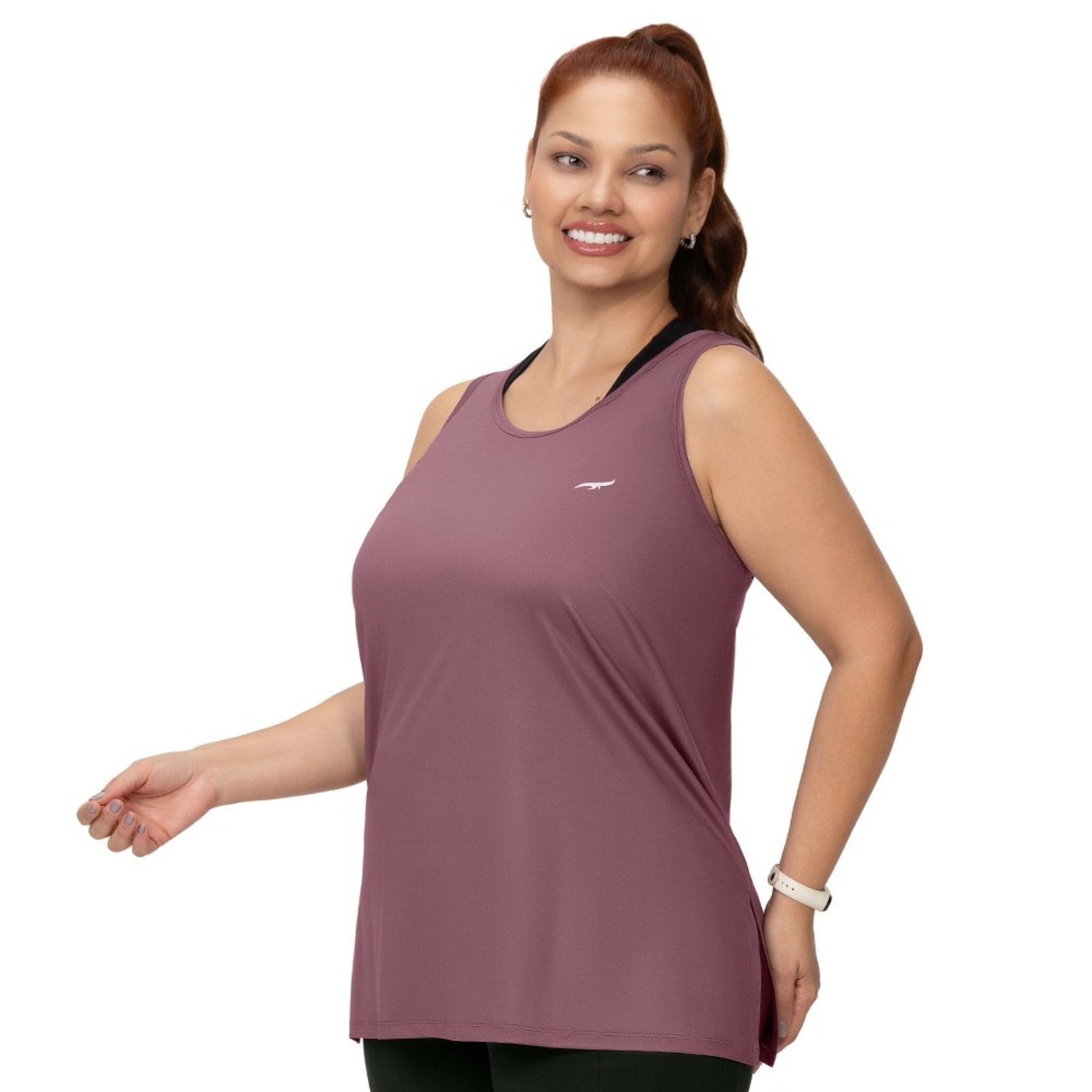 Regata Fitness Plus Alongada com Fenda Lilás