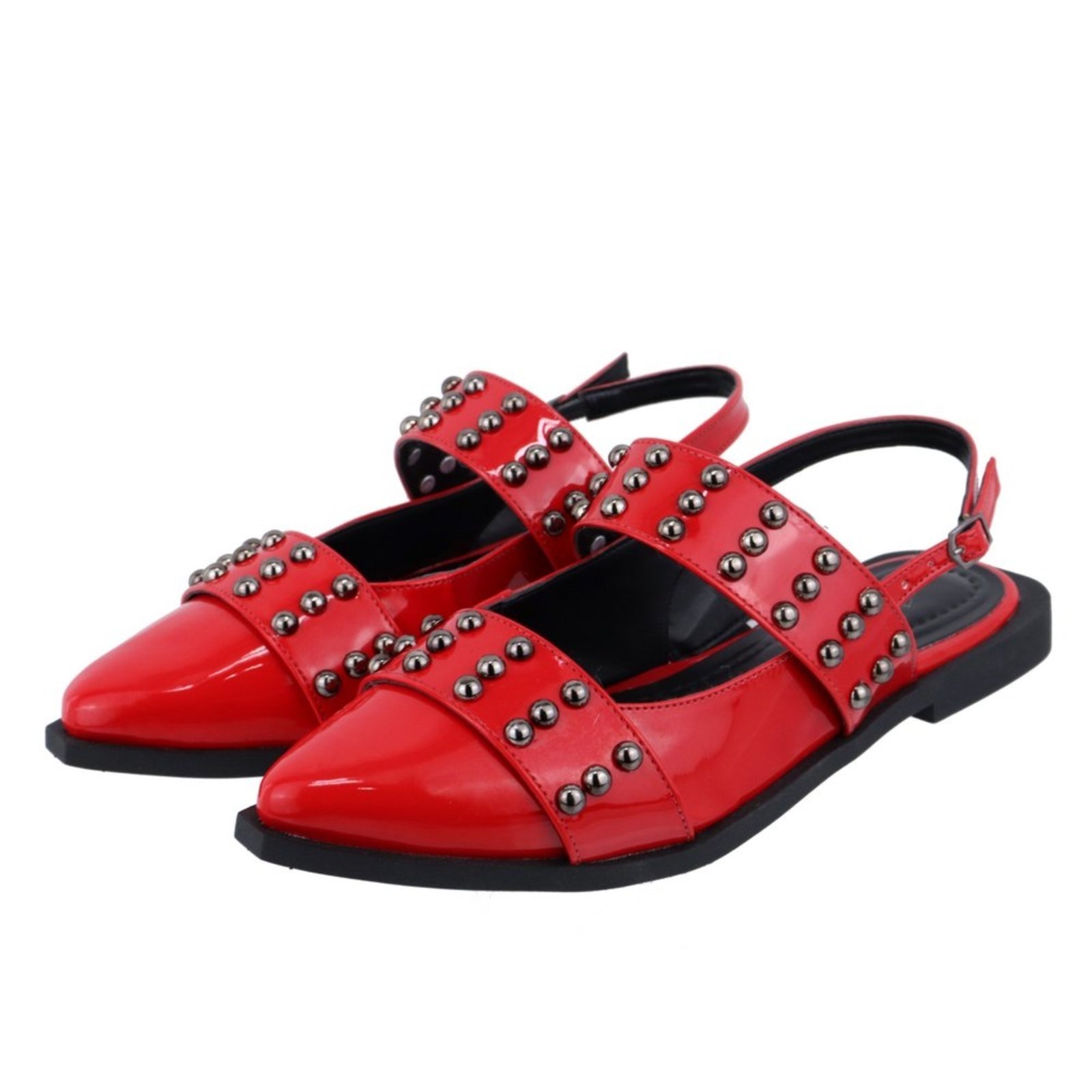 Sapatilha Slingback Rasteira Feminina Detalhe Bolas Onix 184202 Vermelha