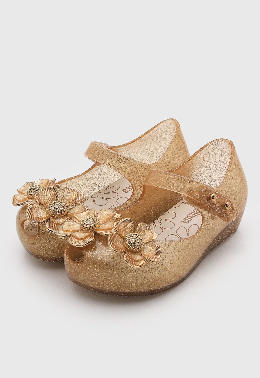 Infantil - Sapatilha Mini Melissa com Flores Bege
