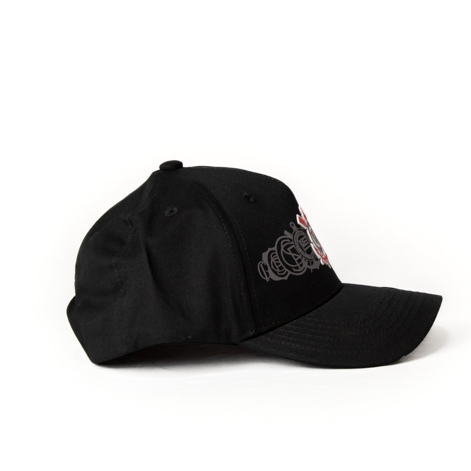 Vista 3 Boné Supercap Corinthians Silk Frontal e Lateral Dora Supercap preto