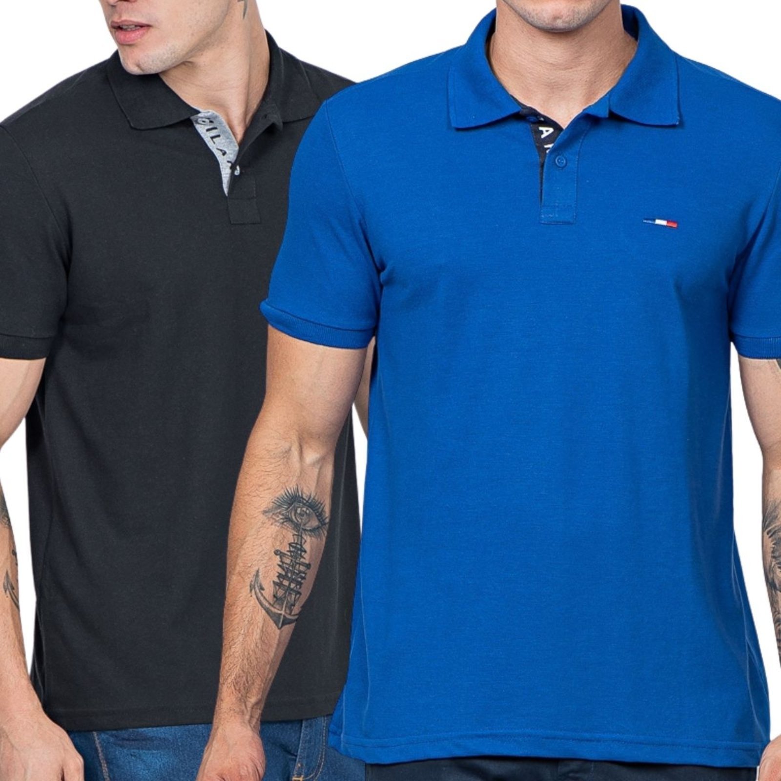 Kit 2 Polos Masculina Básicas Industrie Piquet no Estilo Tommy Bordado França