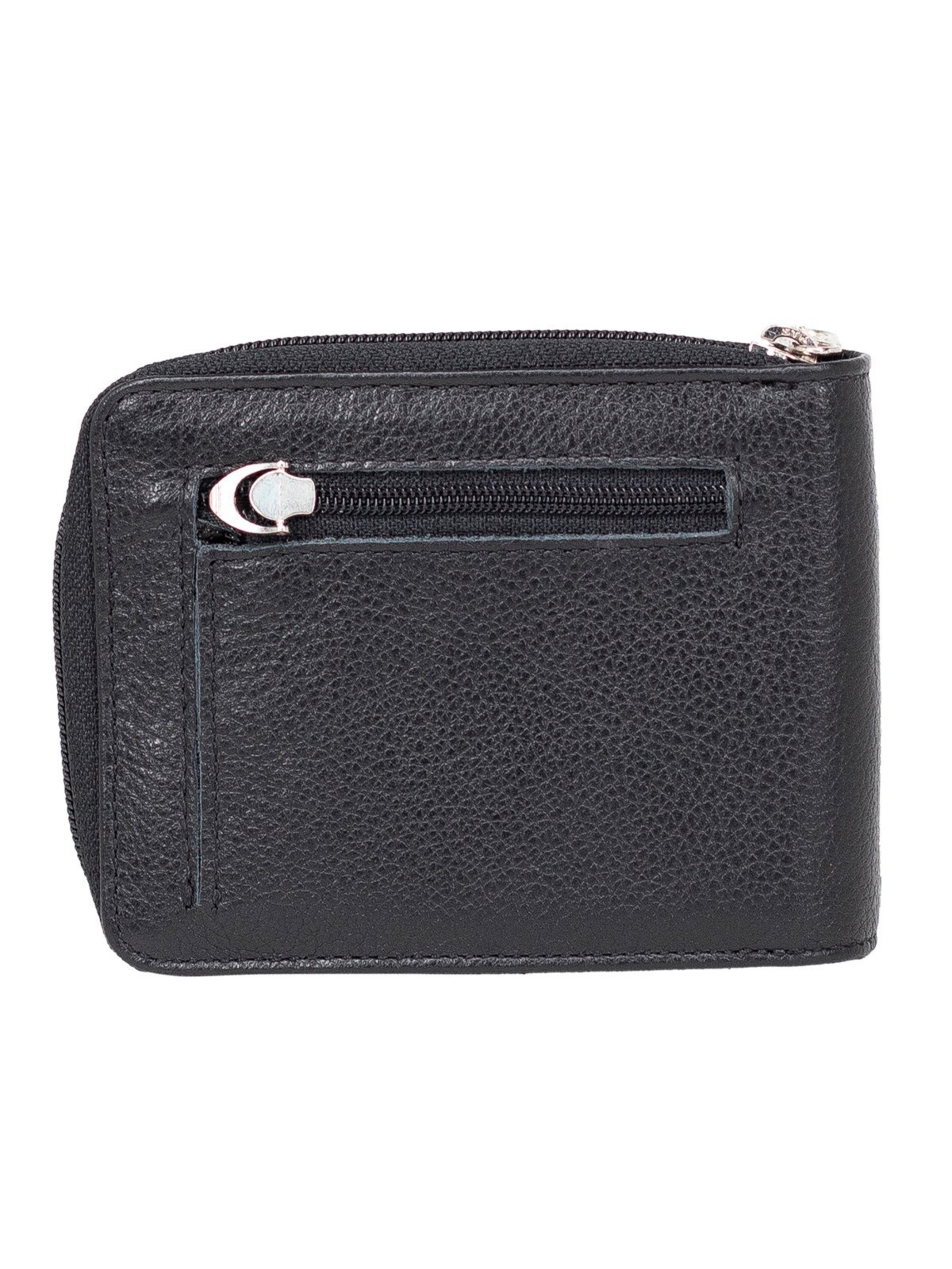 Vista 3 Carteira Masculina Fasolo Casual Couro Legítimo Com Zíper Porta Cartão preto Fasolo preto
