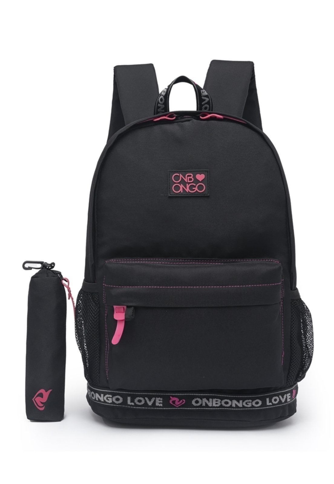 Kit Mochila + Estojo Feminina Onbongo Escolar Resistente