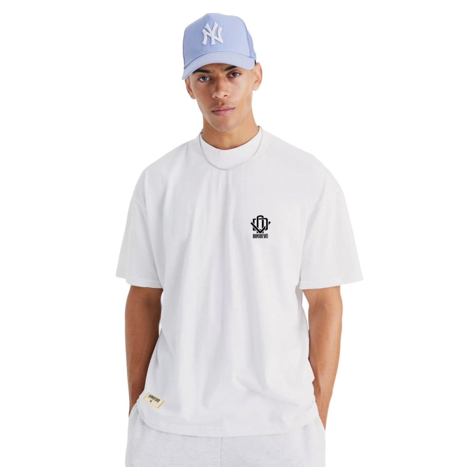 Camiseta Oversized Fantasma Grafite Gola Alta