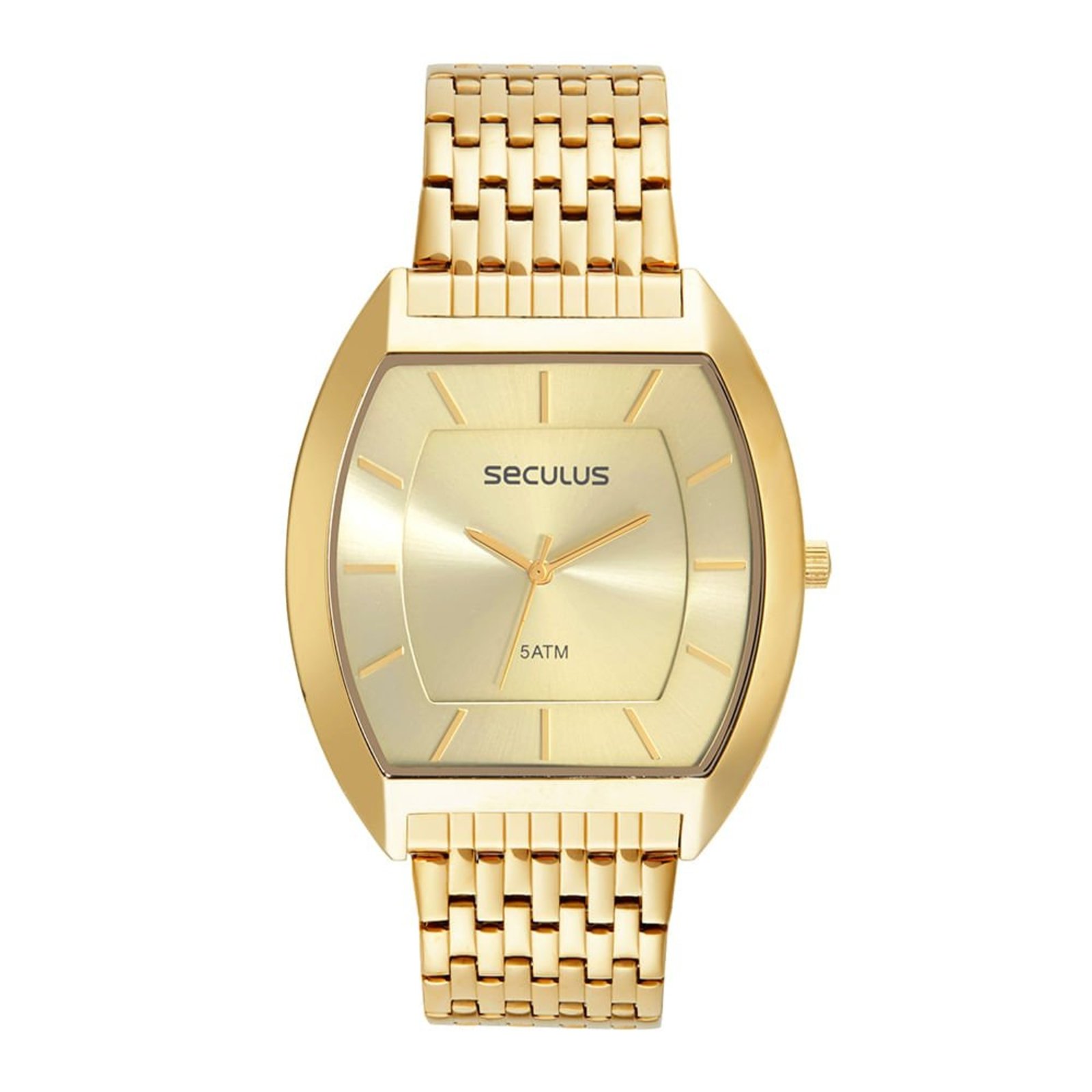 Relógio Masculino Seculus Quadrado Aço Dourado Seculus