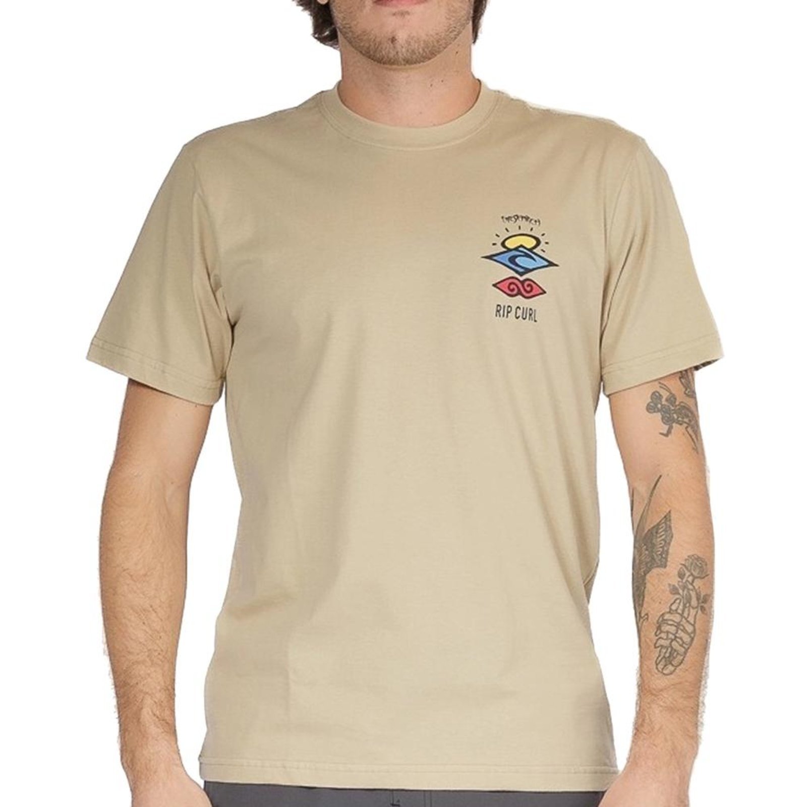 Camiseta Rip Curl Search Icon SM26 Masculina Khaki Sand