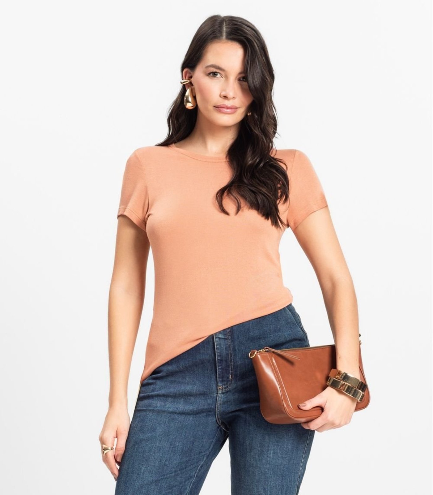 Vista 3 Blusa Feminina Básica Visco Tricot Rovitex Rovitex Básicos marrom Rovitex Básicos marrom