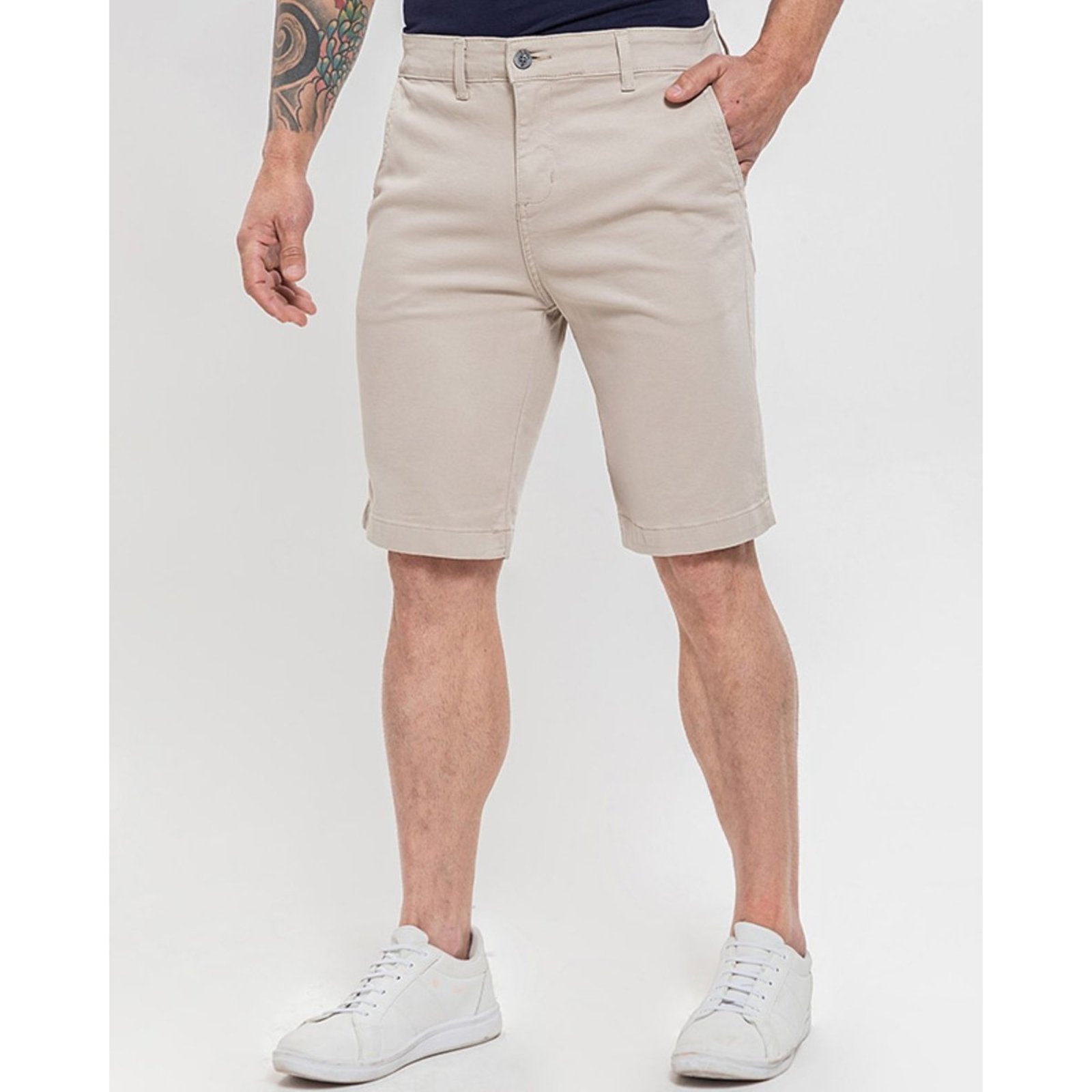 Bermuda Masculina Alfaiataria Sarja Areia