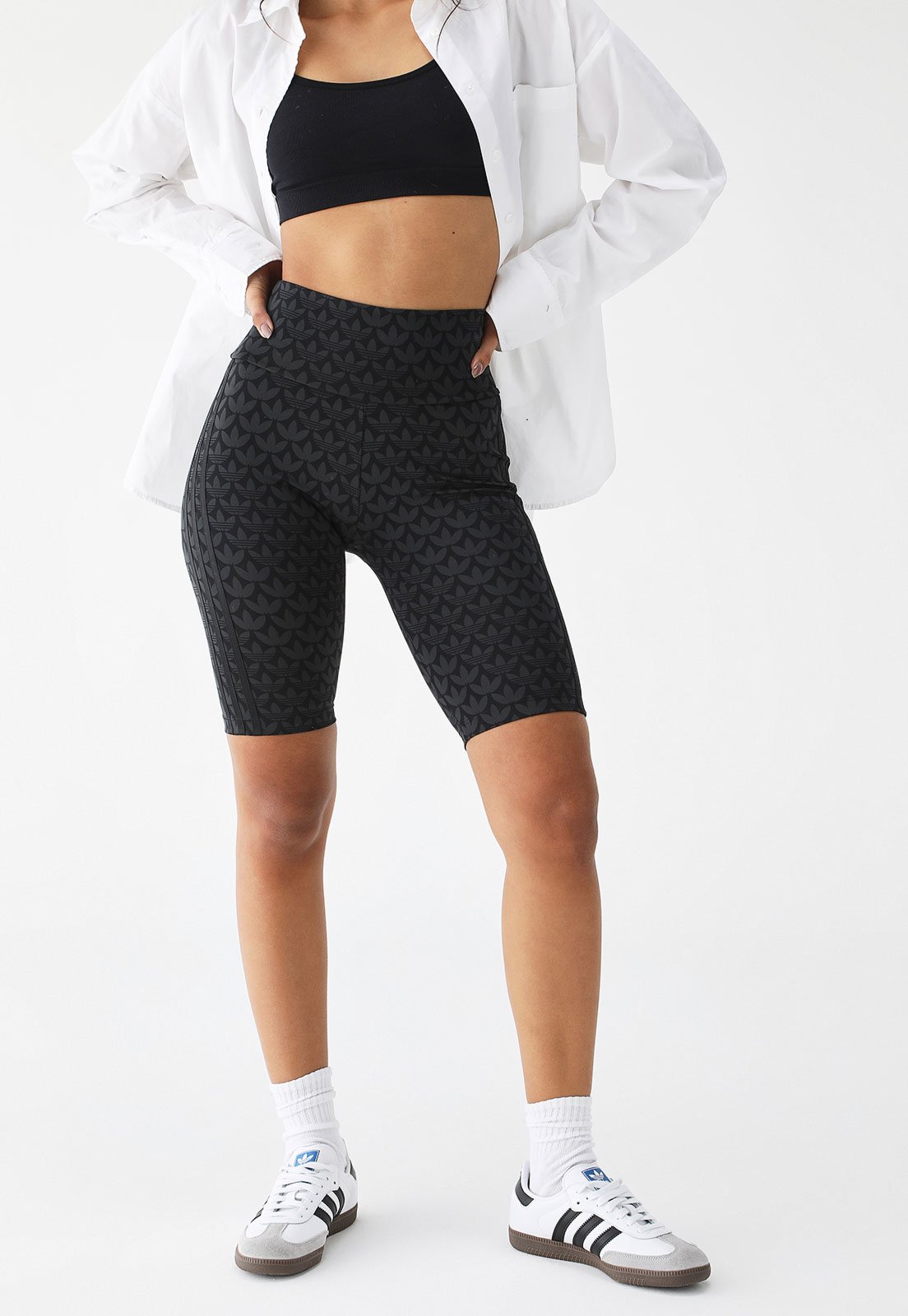 Bermuda Ciclista adidas Originals Trefoil Monogram Preta