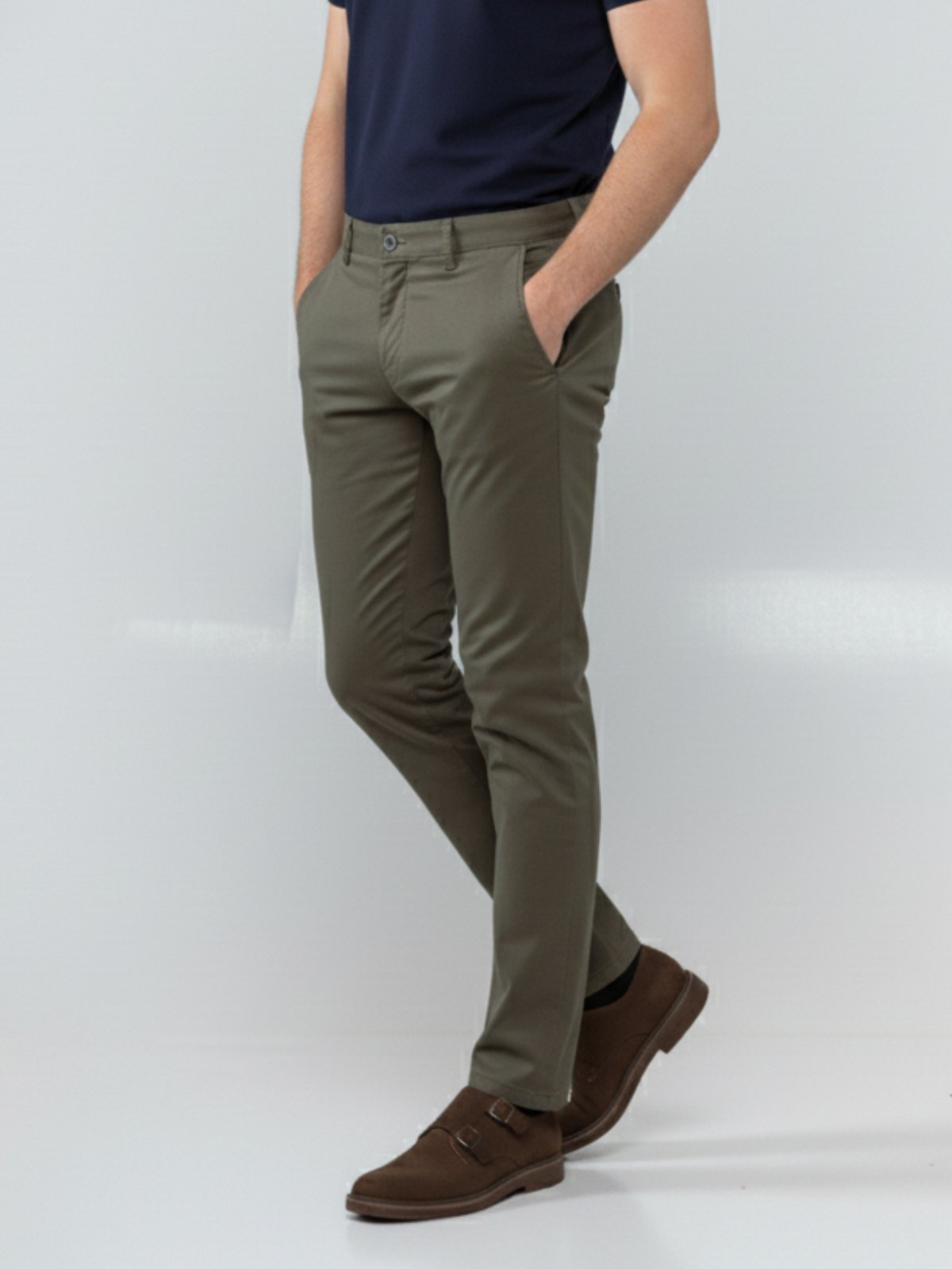 Calça Sarja Masculina Tempo Hábil Verde Militar Confortável para o Dia a Dia
