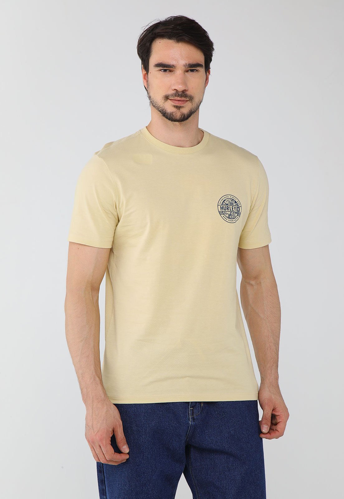Camiseta Masculina Hurley Silk Sticker Bege