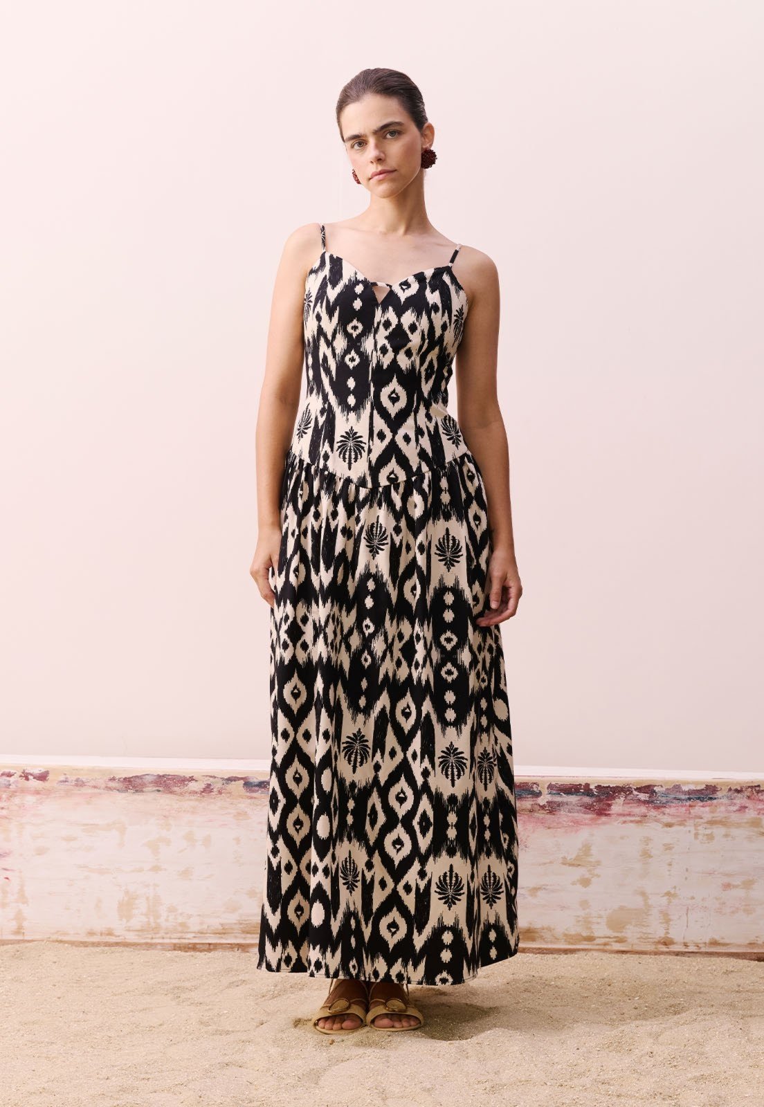 Vestido Drop Waist CaCay Estampado Tucum