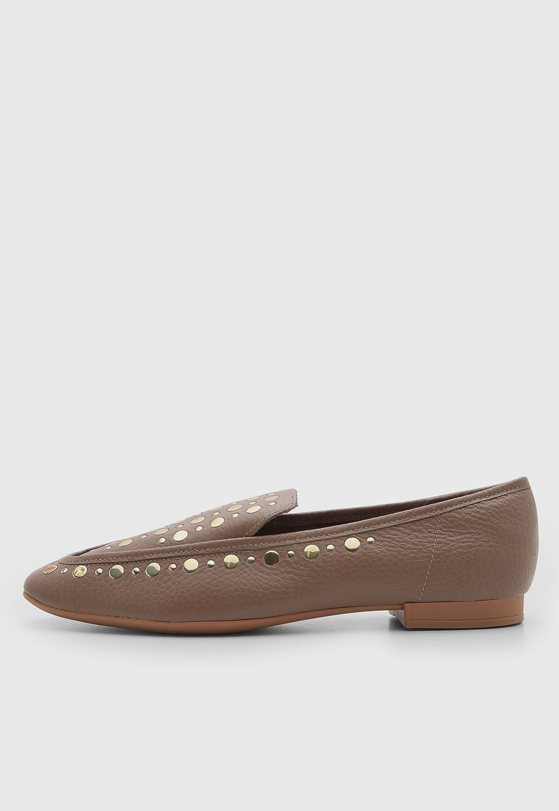 Mocassim Feminino Usaflex Couro Tachas Marrom