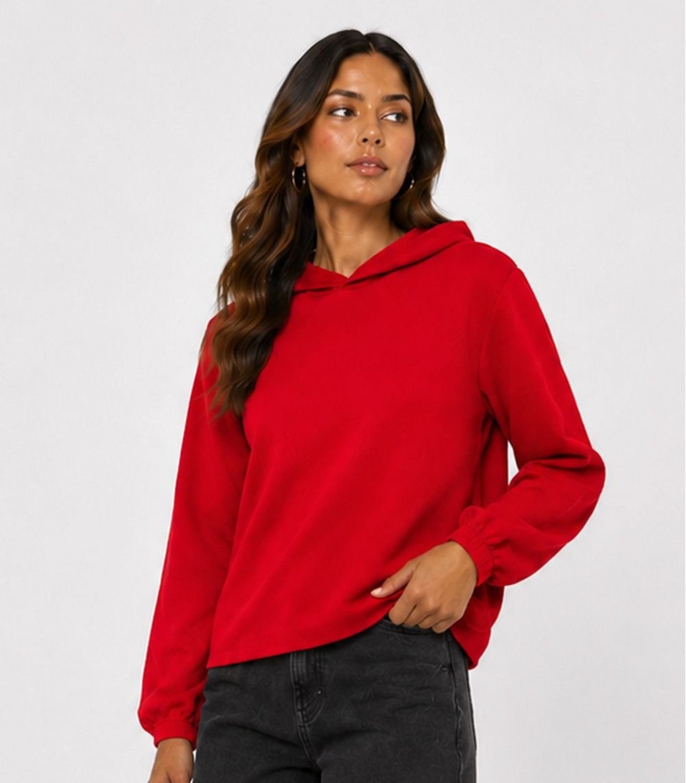 Blusão Com Capuz Feminino Malha Sibel Infinita Cor Vermelho