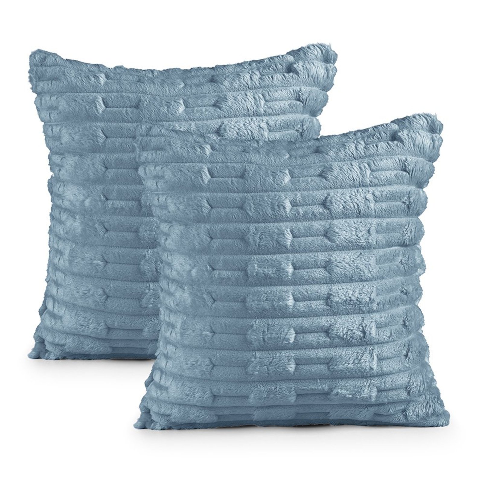 Kit Capa de Almofadas Casa Modelo Enxovais Geometrica Manta Ultrasoft 45cm x 45xm Azul