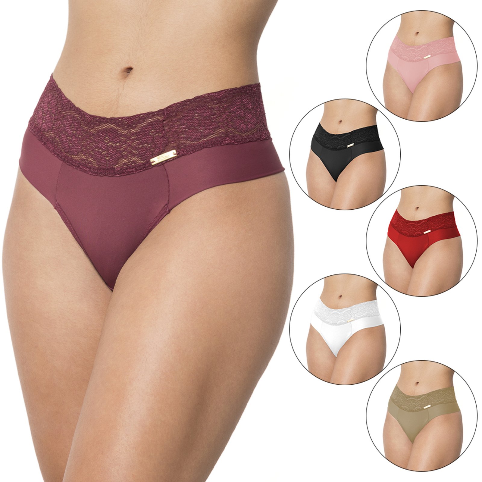 Kit 10 Calcinhas Tetê Variedades Poliamida Microfibra Moda Íntima Feminina Fio Duplo Toda Rendada Cós Alto Modelagem Perfeita Confortável