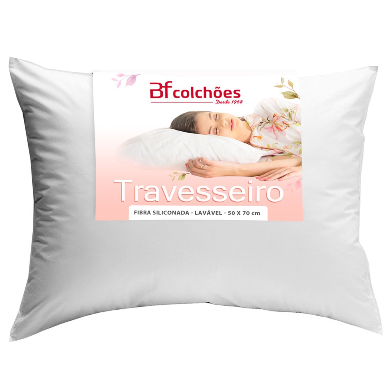 Travesseiro Eco Plumas Fibra Siliconada Percal 180 Fios 50x70cm BF Colchões