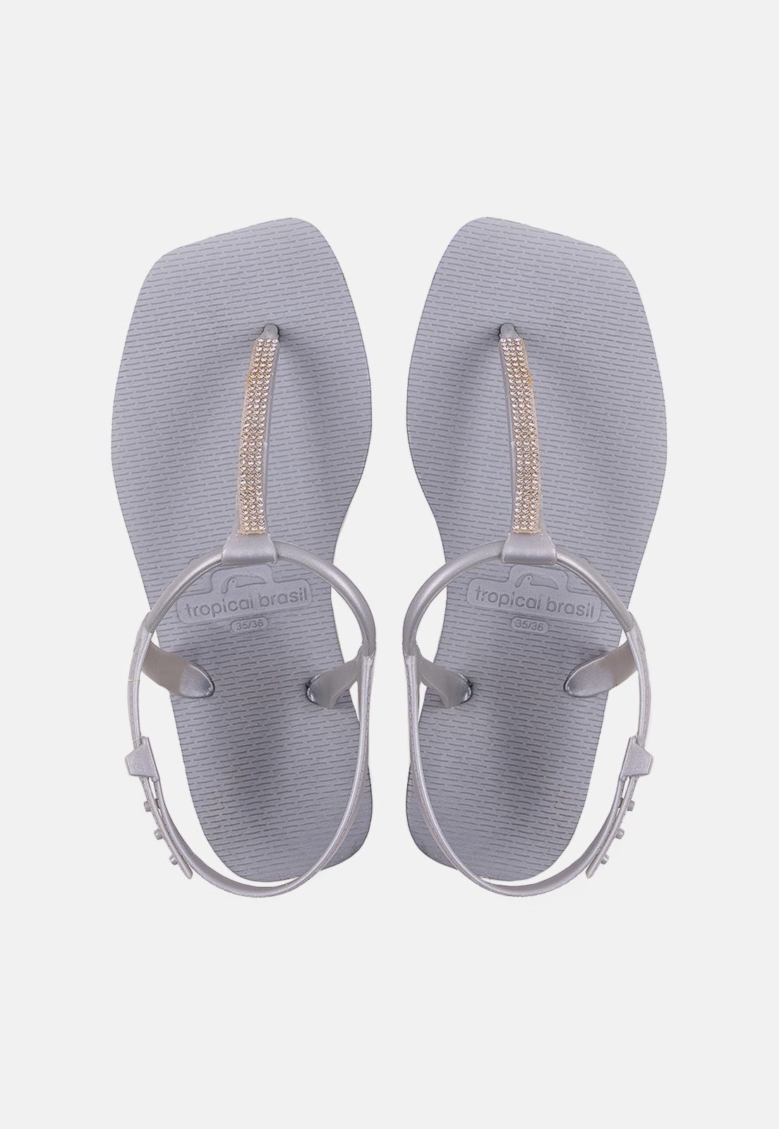 Chinelo Tropical Brasil Quadradinha Prata com Glitter