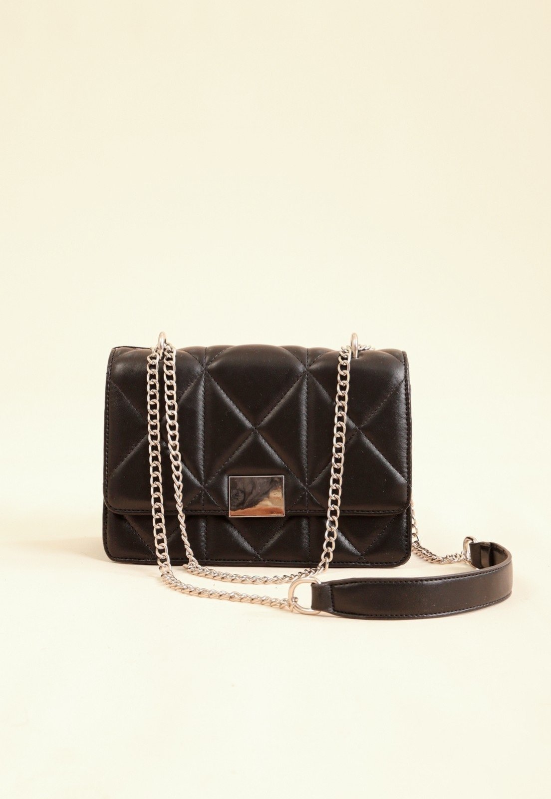 Bolsa Crossbody Pop Me Matelassê Alça Corrente Preto