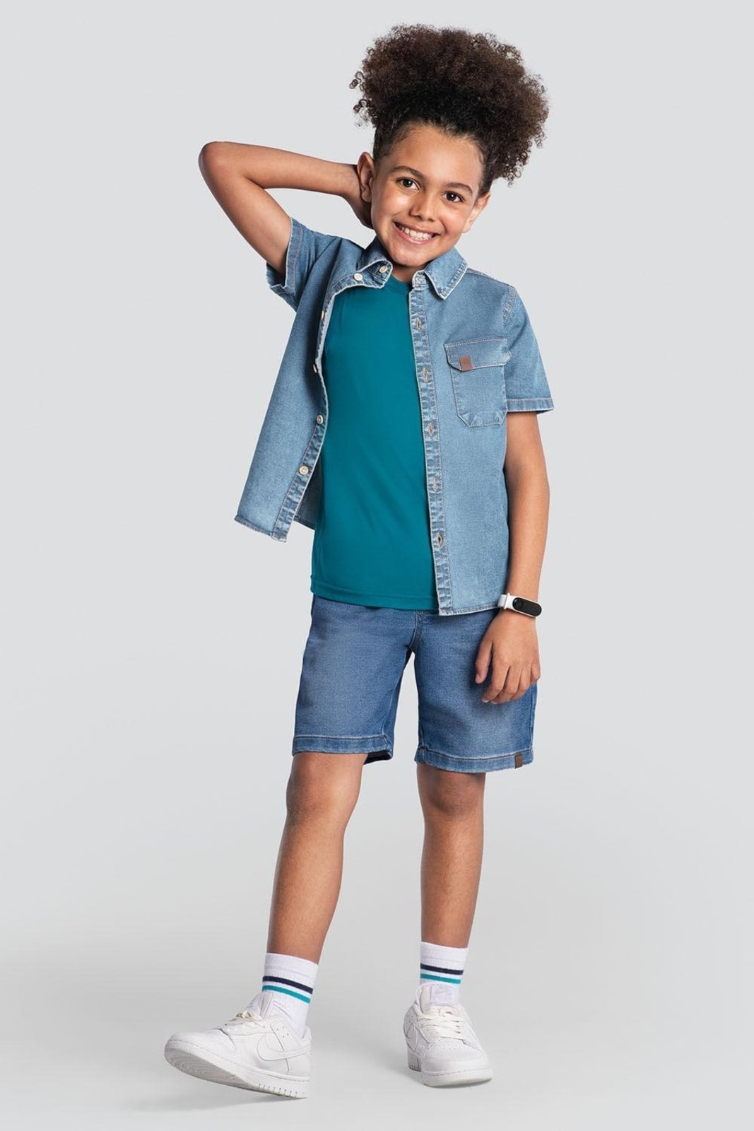 Vista 2 Infantil - Bermuda menino em jeans Brandili azul Brandili azul