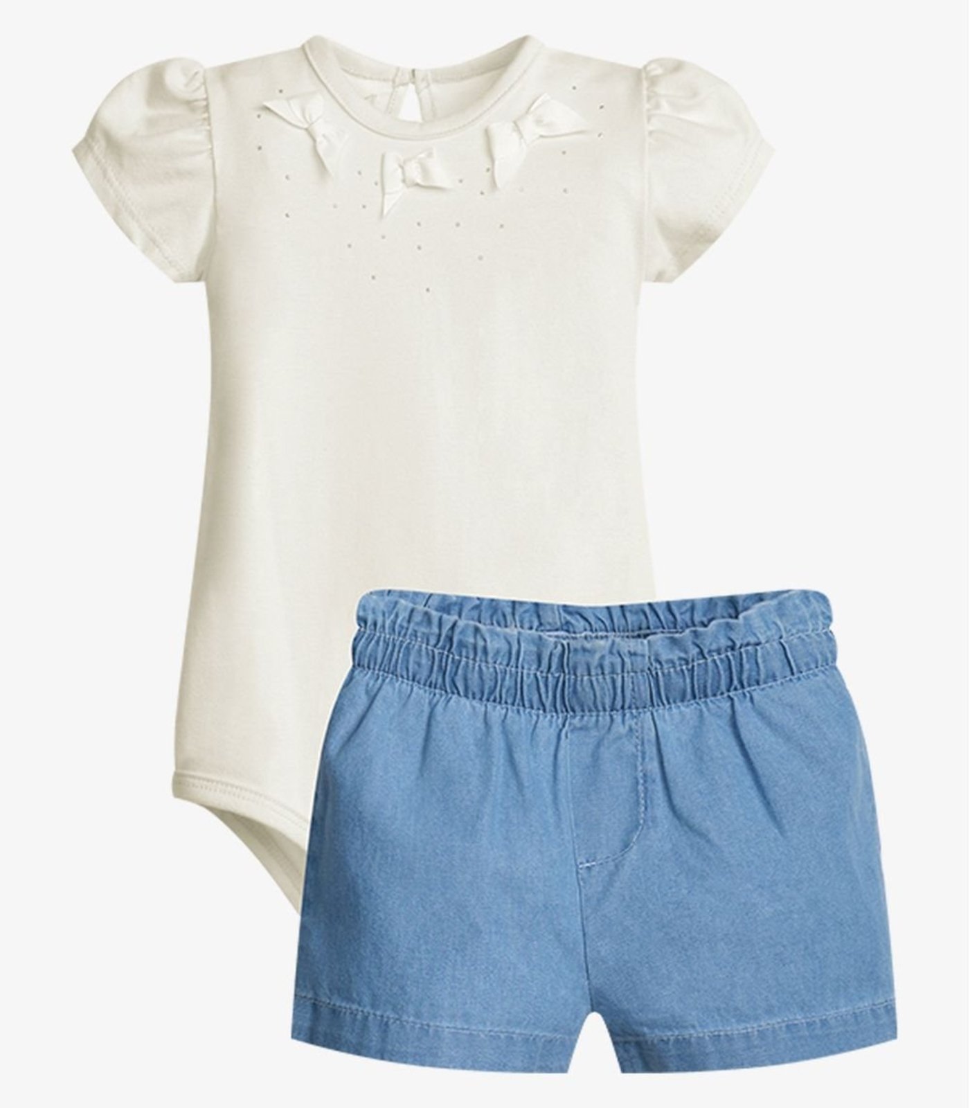 Infantil - Conjunto Menina Body Com Shorts Trick Nick Bege