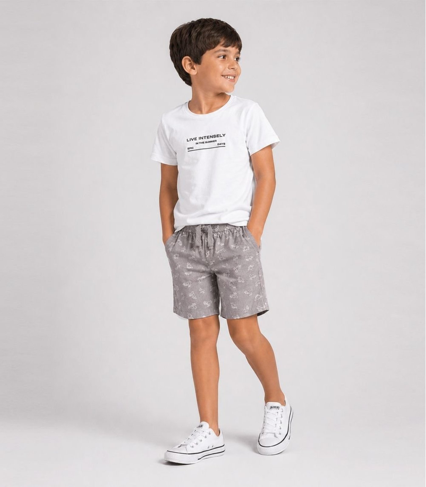 Infantil - Conjunto Menino Curto Meia Malha Select Branco