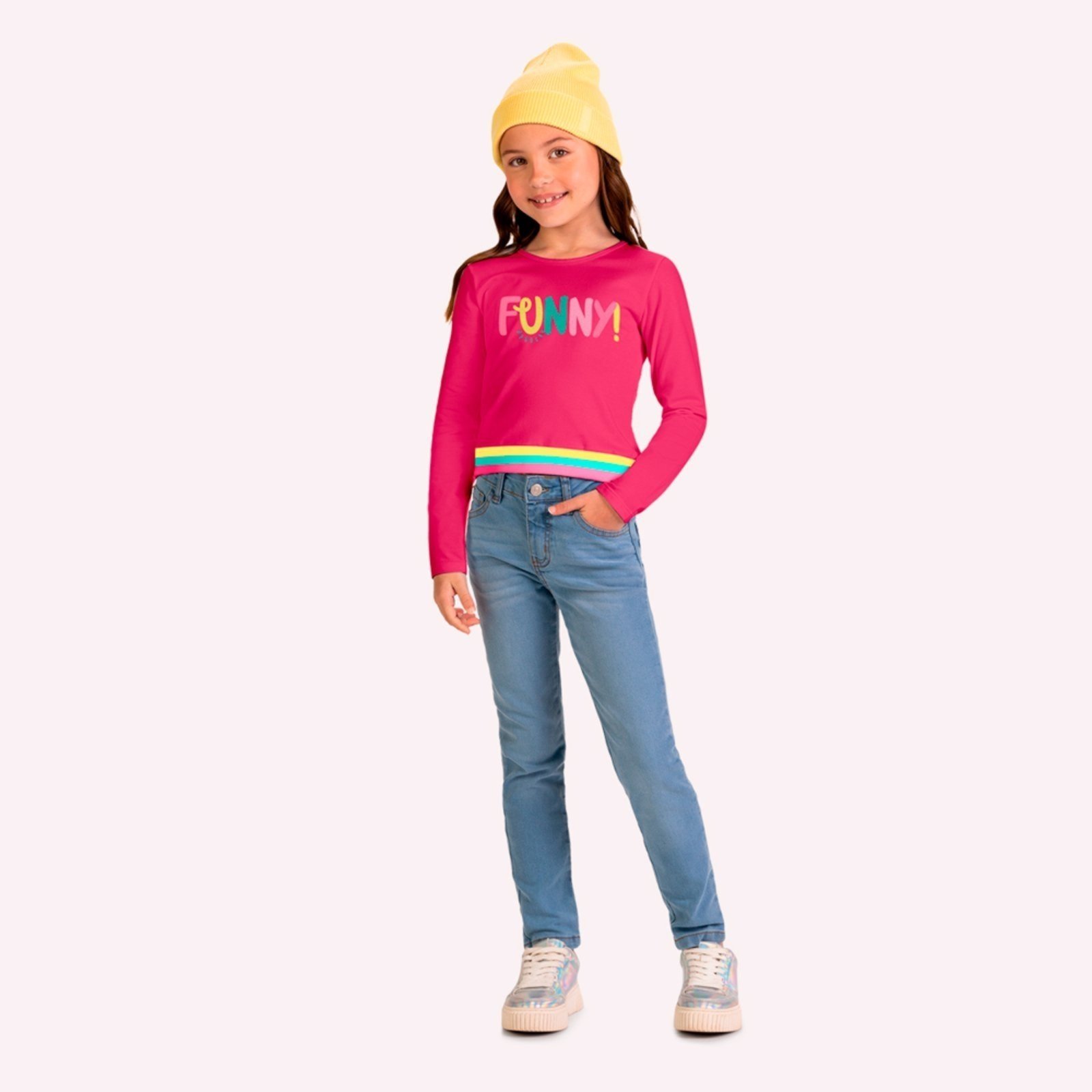 Infantil - Blusa Cropped Menina Lettering Kyly
