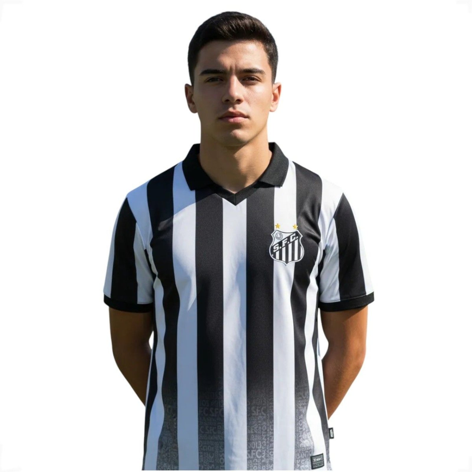 Camiseta Masculina Santos Estampa Sublimada Preto