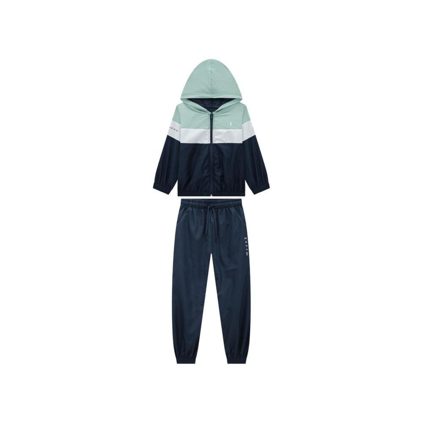 Infantil - Conjunto Masculino Jaqueta e Calça em Nylon Onda Marinha 10 Azul